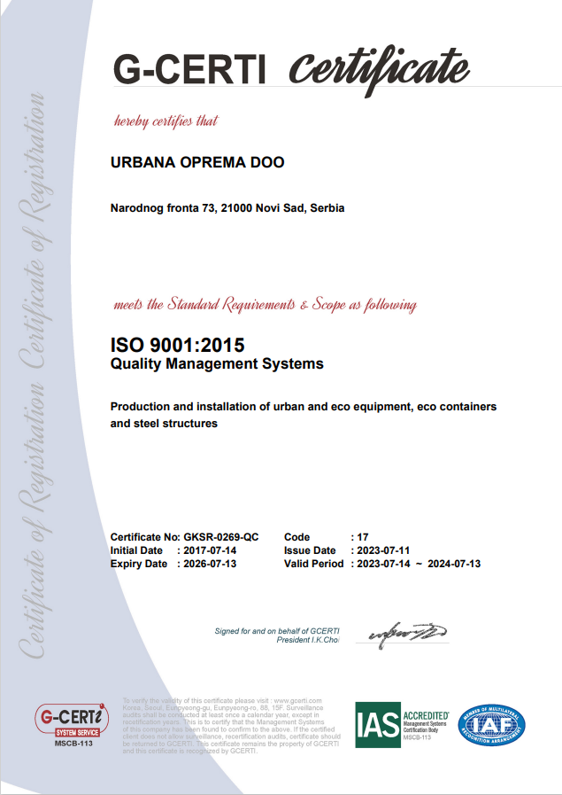 ISO 9001 eng_Urbana oprema 2023 ISO 9001 eng_Urbana oprema 2023