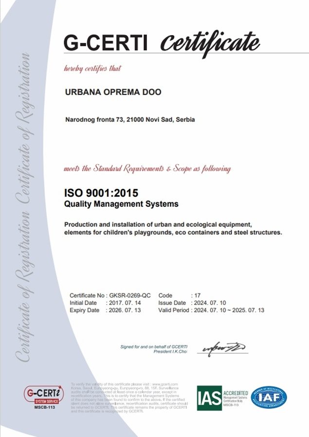 ISO 9001-24_URBANA OPREMA E